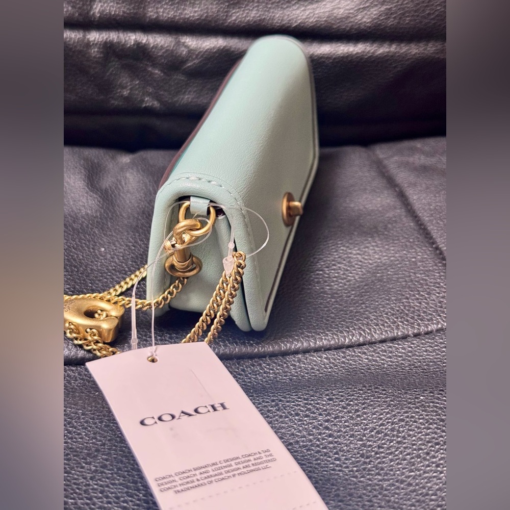 Coach Mini Dinky 14 - Light Blue Leather Crossbody with Gold Hardware - Picture 9 of 15